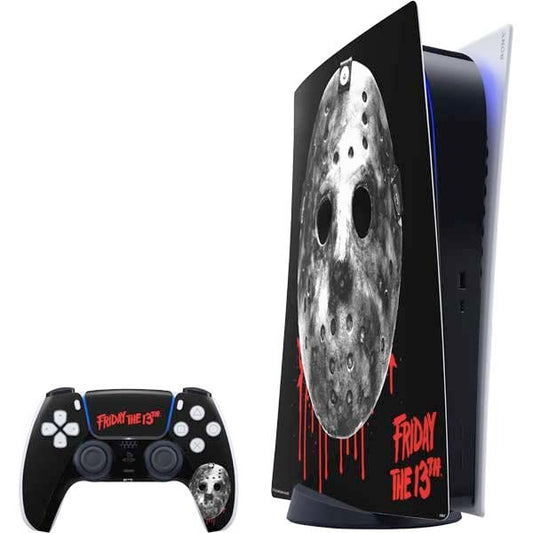 Skinit Decal Gaming Skin Compatible with PS5 Digital Edition Bundle - Officially Licensed Warner Bros Friday The 13th Jason Voorhees Dripping Mask Design