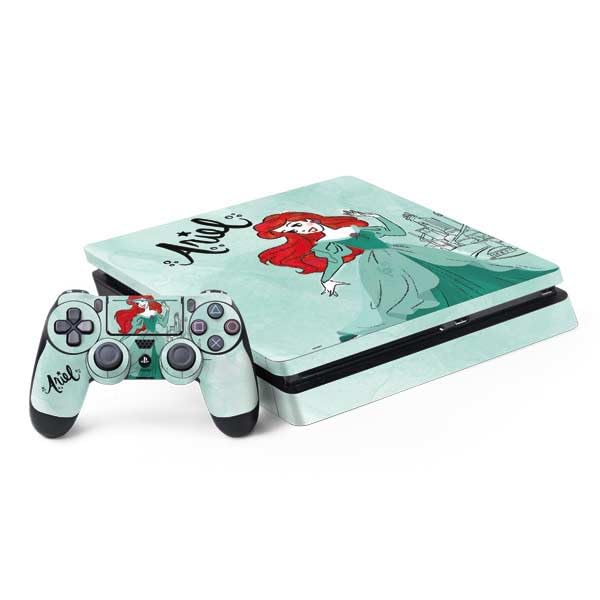 Skinit Decal Gaming Skin Compatible with PS4 Slim Bundle - Officially Licensed Disney Princess Ariel Design