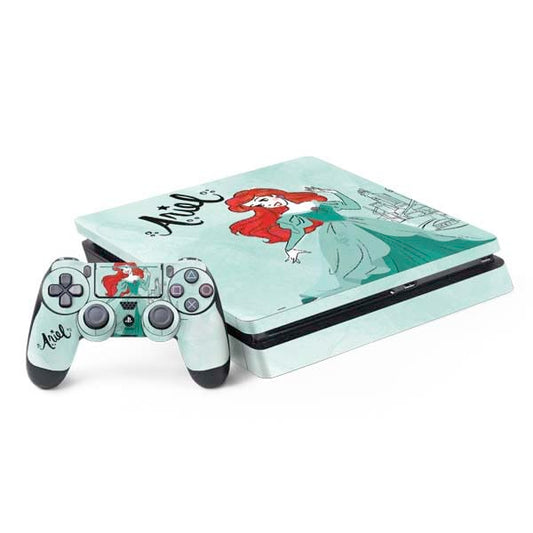 Skinit Decal Gaming Skin Compatible with PS4 Slim Bundle - Officially Licensed Disney Princess Ariel Design