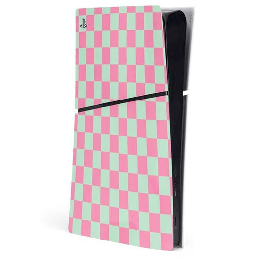 Skinit Decal Gaming Skin Compatible with PS5 Slim Digital Edition Console - Watermelon Checkered Design