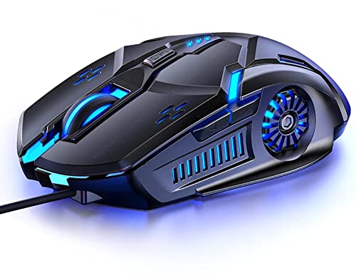 Smaige Gaming Mouse Wired 6 Buttons  4 Adjustable DPI Up to 3200 DPI  7 Circular & Breathing LED Light  Multifunction Wired Mouse Used for Games and Office (Black)