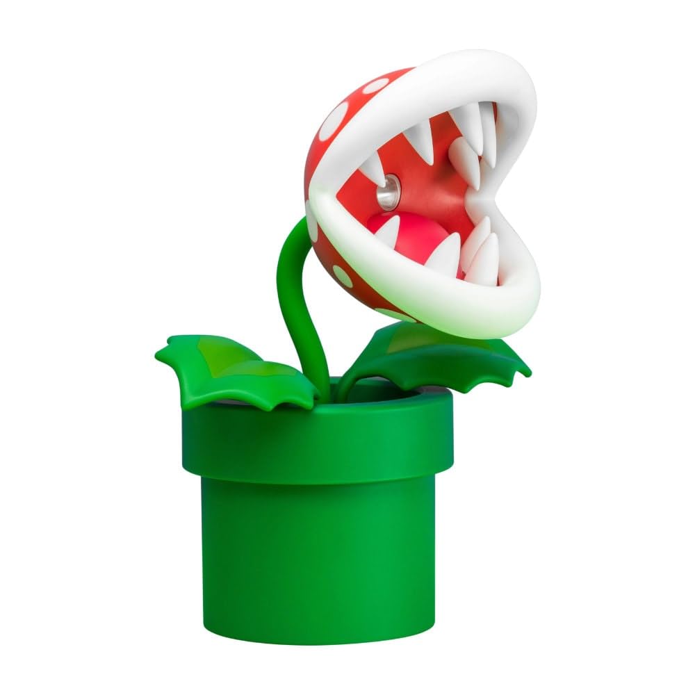 Super Mario Mini Piranha Plant Posable Lamp - Black/White, Standard Size, Officially Licensed Night Light for Gamers and Movie Fans