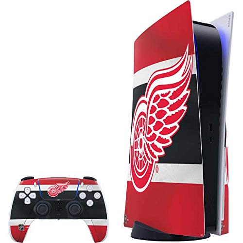 Skinit Decal Gaming Skin Compatible with PS5 Bundle - Officially Licensed NHL Detroit Red Wings Jersey Design
