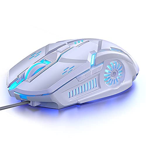 SMAIGE Wired Gaming Mouse - USB, Chroma RGB Backlit, 3200 DPI, Ergonomic Design, White