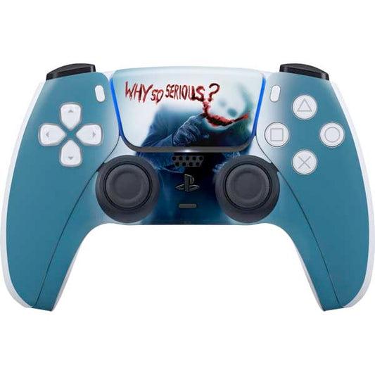 Skinit Decal Gaming Skin Compatible with PS5 Controller - Officially Licensed The Dark Knight Why So Serious Design