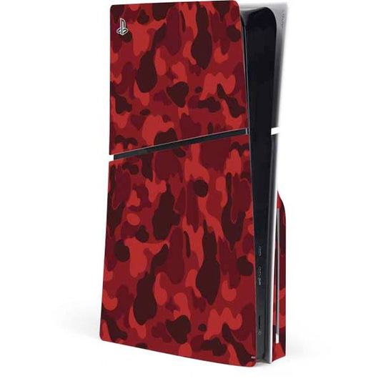 Skinit Decal Gaming Skin Compatible with PS5 Slim Disk Console - Red Street Camo Design