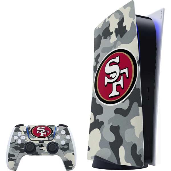 Skinit Decal Gaming Skin Compatible with PS5 Bundle - Officially Licensed NFL San Francisco 49ers Camo Design