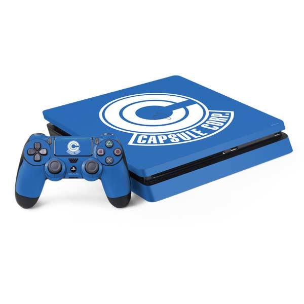 Skinit Decal Gaming Skin Compatible with PS4 Slim Bundle - Officially Licensed Dragon Ball Z Capsule Corp Design