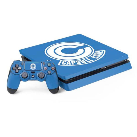Skinit Decal Gaming Skin Compatible with PS4 Slim Bundle - Officially Licensed Dragon Ball Z Capsule Corp Design