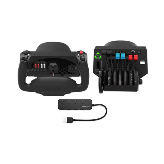 Honeycomb Aeronautical Alpha Flight Controls Yoke Bundle with Throttle Quadrant & USB Hub - 3 Items for Flight Simulation