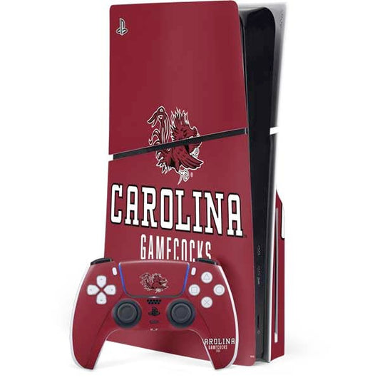 Skinit Decal Gaming Skin Compatible with PS5 Slim Disk Bundle - Officially Licensed University of South Carolina Gamecocks Red Design