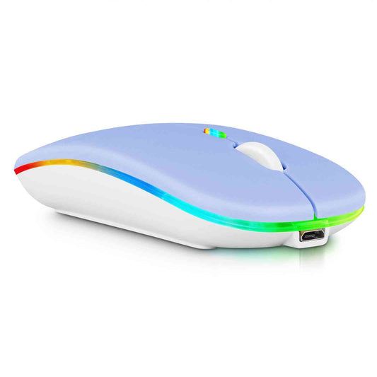 UrbanX Rechargeable Wireless Mouse, 2.4GHz & Bluetooth, RGB LED Lavender Purple, Model UXM030 for Laptop/PC/Mac/Tablet