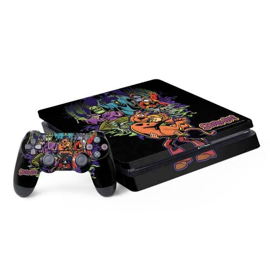 Skinit Decal Gaming Skin Compatible with PS4 Slim Bundle - Officially Licensed Scooby Doo vs Monsters Design