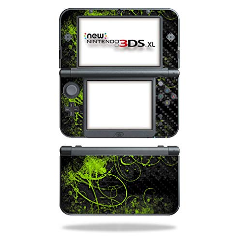 MightySkins Carbon Fiber Skin for Nintendo New 3DS XL (2015) - Green Distortion | Protective  Durable Textured Carbon Fiber Finish | Easy to Apply  Remove  and Change Styles | Made in The USA