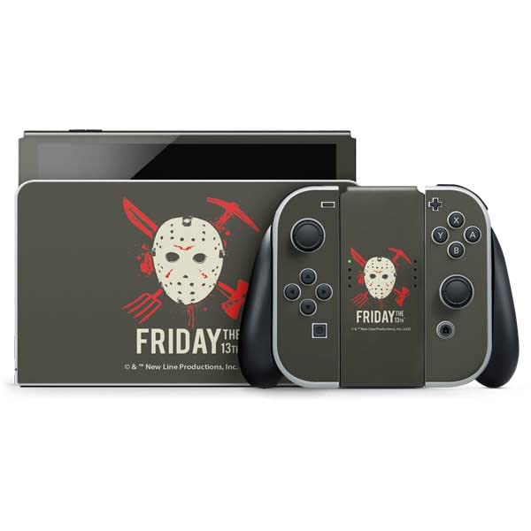 Skinit Decal Gaming Skin Compatible with Nintendo Switch OLED (2021) - Officially Licensed Warner Bros Friday The 13th Jason Voorhees Mask Design