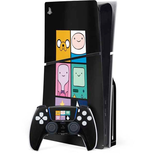 Skinit Decal Gaming Skin Compatible with PS5 Slim Disk Bundle - Officially Licensed Adult Swim Adventure Time Character Tiles Design