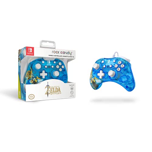 PDP Rock Candy Wired Gaming Switch Pro Controller - Zelda Blue - OLED/Lite Compatible - Compact & Durable Travel Controller