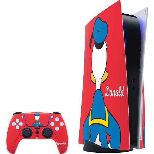 Skinit Decal Gaming Skin Compatible with PS5 Bundle - Officially Licensed Disney Friends Donald Duck Backwards Design