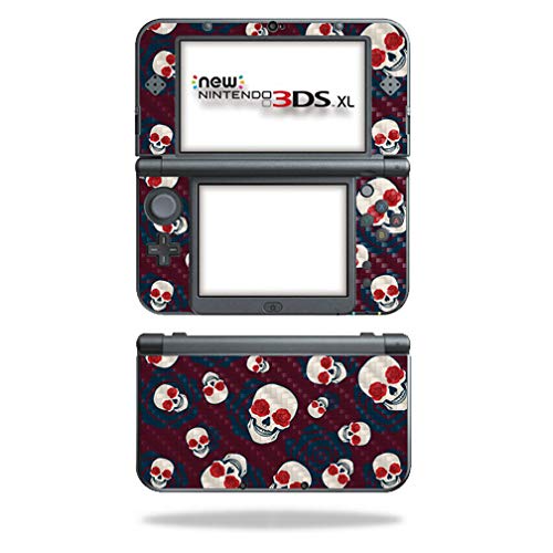 MightySkins Carbon Fiber Skin for Nintendo New 3DS XL (2015) - Skulls N Roses | Protective  Durable Textured Carbon Fiber Finish | Easy to Apply  Remove  and Change Styles | Made in The USA