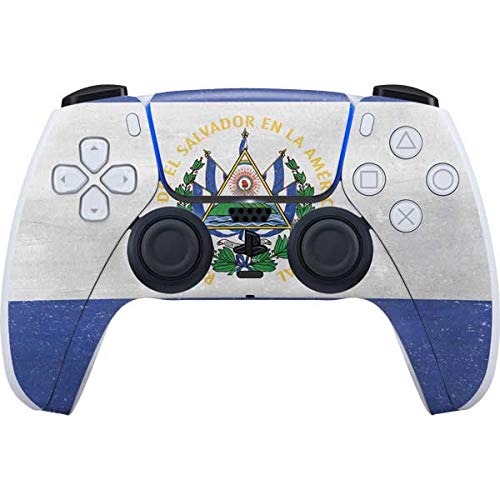 Skinit Decal Gaming Skin Compatible with PS5 Controller - El Salvador Flag Distressed Design