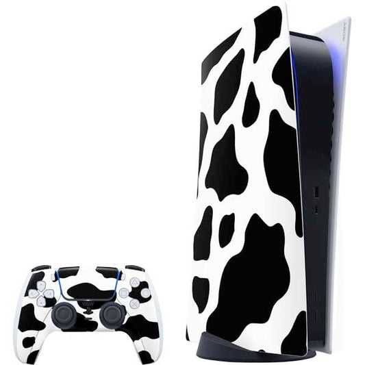 Skinit Decal Gaming Skin Compatible with PS5 Bundle - Cow Print Design
