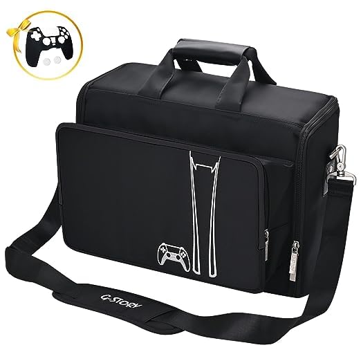 G-STORY Case Storage Bag  Carrying Case Compatible with PS5 Disc and Digital Edition  Travel Bag for Controller  Included Silicone Cover Skin Protector