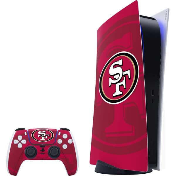 Skinit Decal Gaming Skin Compatible with PS5 Bundle - Officially Licensed NFL San Francisco 49ers Double Vision Design