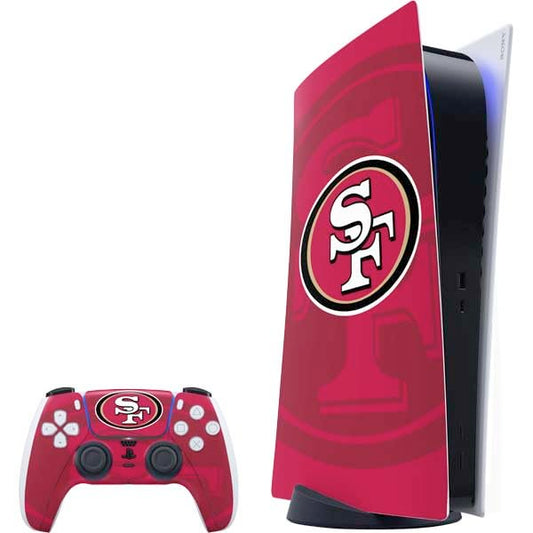 Skinit Decal Gaming Skin Compatible with PS5 Bundle - Officially Licensed NFL San Francisco 49ers Double Vision Design