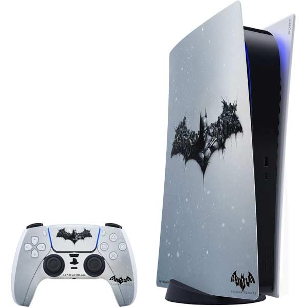 Skinit Decal Gaming Skin Compatible with PS5 Bundle - Officially Licensed DC Comics Arkham Origins Arkham Logo Design
