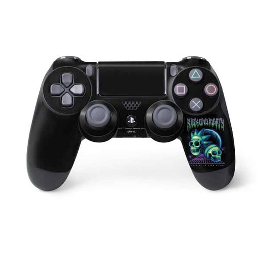 Skinit Decal Gaming Skin Compatible with PS4 Controller - Officially Licensed Adult Swim Rick and Morty Neon Skulls Design