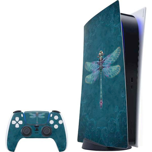 Skinit Decal Gaming Skin Compatible with PS5 Bundle - Officially Licensed Mystical Dragonfly by Brigid Ashwood Design