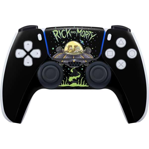 Skinit Decal Gaming Skin Compatible with PS5 Controller - Officially Licensed Adult Swim Rick and Morty Spaceship Design
