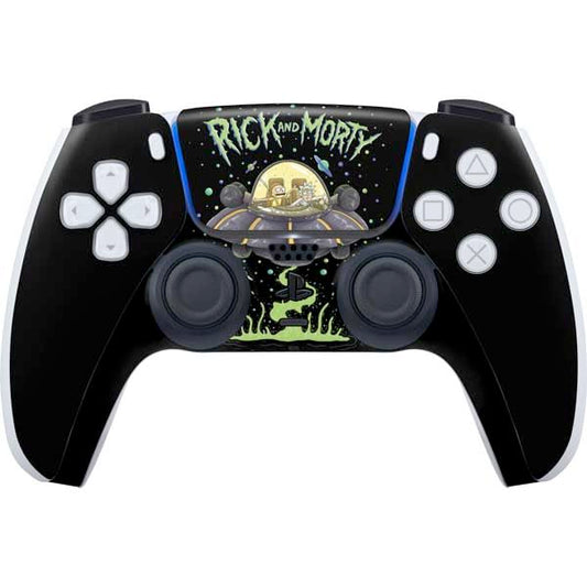 Skinit Decal Gaming Skin Compatible with PS5 Controller - Officially Licensed Adult Swim Rick and Morty Spaceship Design