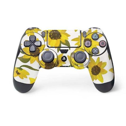 Skinit Decal Gaming Skin Compatible with PS4 Controller - Officially Licensed Sunflower Acrylic by Cat Coq Design