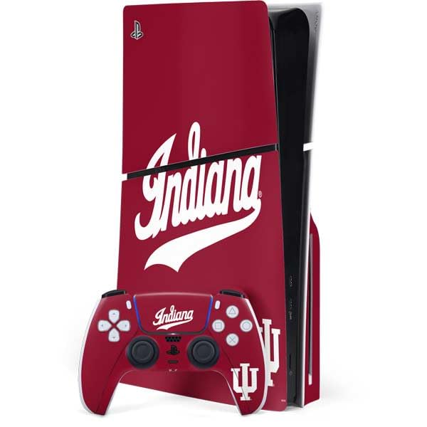 Skinit Decal Gaming Skin Compatible with PS5 Slim Disk Bundle - Officially Licensed Indiana University IU Hoosiers Design