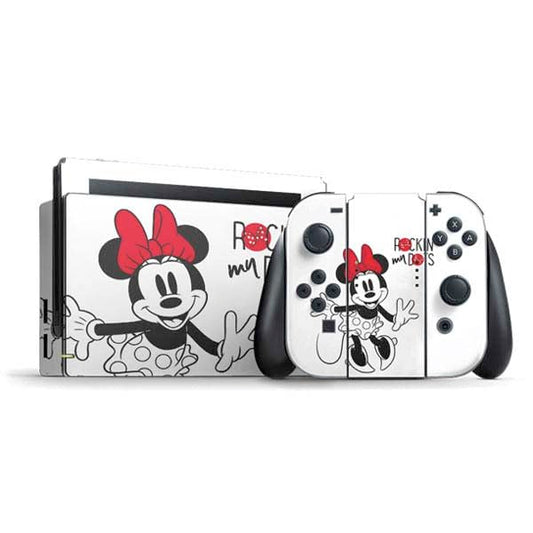 Skinit Decal Gaming Skin Compatible with Nintendo Switch Bundle - Officially Licensed Disney Minnie Mouse Rockin My Dots Design