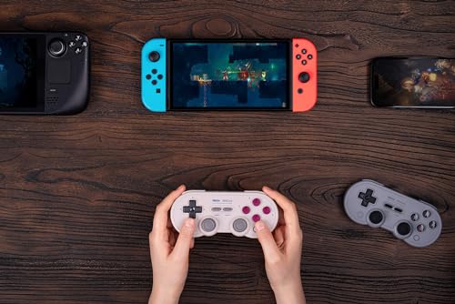 8Bitdo SN30 Pro Bluetooth Controller - Hall Effect Joystick, Compatible with Switch, PC, Android - Gray Edition, Model 6922621505044