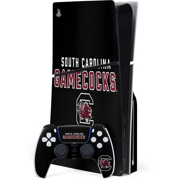Skinit Decal Gaming Skin Compatible with PS5 Slim Disk Bundle - Officially Licensed University of South Carolina Gamecocks Black Design