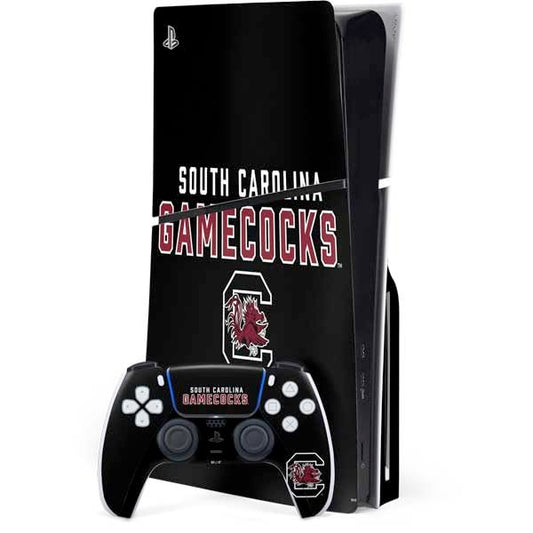 Skinit Decal Gaming Skin Compatible with PS5 Slim Disk Bundle - Officially Licensed University of South Carolina Gamecocks Black Design