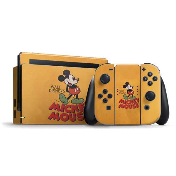Skinit Decal Gaming Skin Compatible with Nintendo Switch Bundle - Officially Licensed Disney Mickey Mouse Walt Disney Classic Character Design