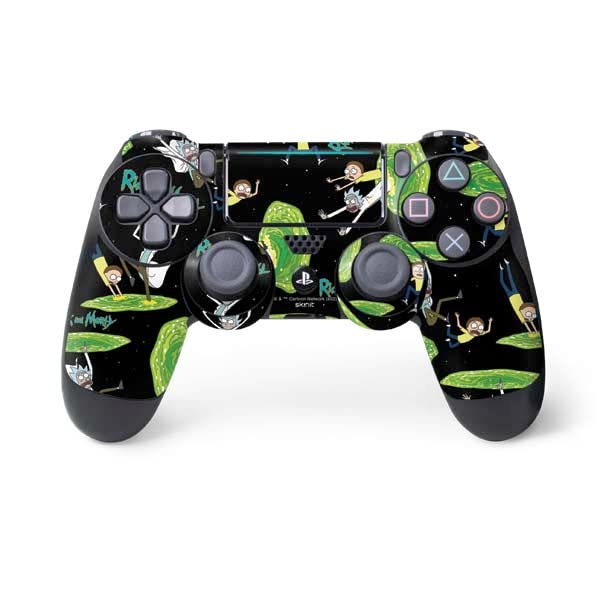 Skinit Decal Gaming Skin Compatible with PS4 Pro/Slim Controller - Officially Licensed Adult Swim Rick and Morty Portal Pattern Design
