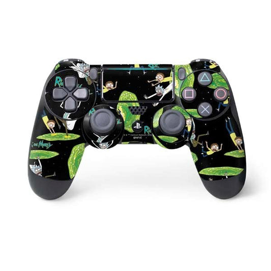 Skinit Decal Gaming Skin Compatible with PS4 Pro/Slim Controller - Officially Licensed Adult Swim Rick and Morty Portal Pattern Design