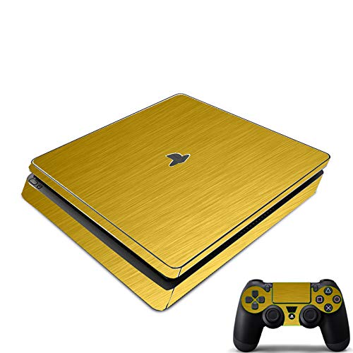 LidStyles Vinyl Protection Skin Kit Decal Sticker Compatible with Sony PS4 Slim (MTS Gold)