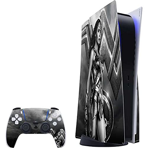 Skinit Decal Gaming Skin Compatible with PS5 Bundle - Officially Licensed The Justice League (2017) Wonder Woman Poster Design