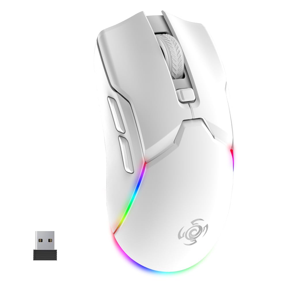 LORERAN Gaming Mouse Wireless, Optical 10K DPI Sensor, Tri-Mode Bluetooth Mouse Gaming with USB Receiver, RGB LED Backlit, 6 Mac