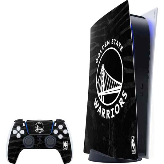Skinit Decal Gaming Skin Compatible with PS5 Bundle - Officially Licensed NBA Golden State Warriors Black Animal Print Design