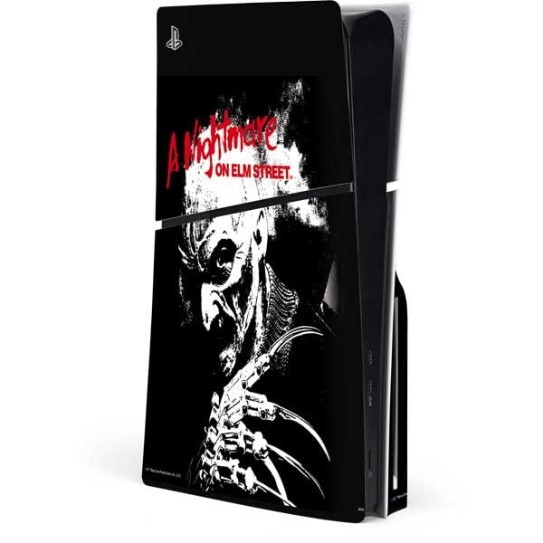 Skinit Decal Gaming Skin Compatible with PS5 Slim Disk Console - Officially Licensed A Nightmare on Elm Street Design