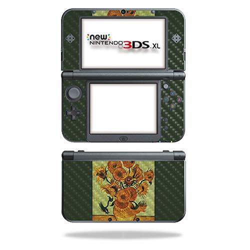 MightySkins Carbon Fiber Skin for Nintendo New 3DS XL (2015) - Van Gogh Sunflowers | Protective  Durable Textured Carbon Fiber Finish | Easy to Apply  Remove  and Change Styles | Made in The USA