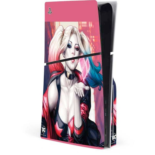 Skinit Decal Gaming Skin Compatible with PS5 Slim Disk Console - Officially Licensed DC Comics Harley Quinn Rebirth Cover #1 Legacy Color Variant Art by Art Germ Design