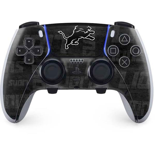 Skinit Decal Gaming Skin Compatible with PS5 DualSense Edge Pro Controller - Officially Licensed NFL Detroit Lions Black & White Design